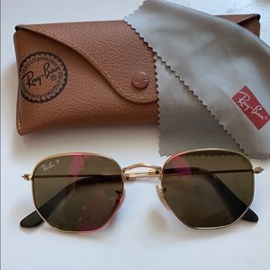 Ray-bans Polarized Brown/Gold Hexagon Sunglasses